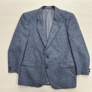 Vintage Harris Tweed Wool Blazer Jacket size 46R Blue Made in England